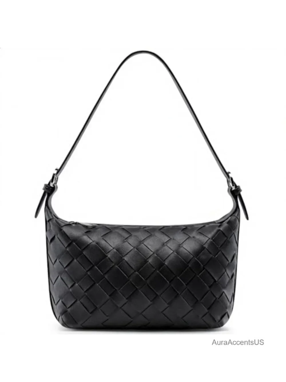 Woven Faux Leather Hobo Shoulder Bag with Adjustable Crossbody Strap